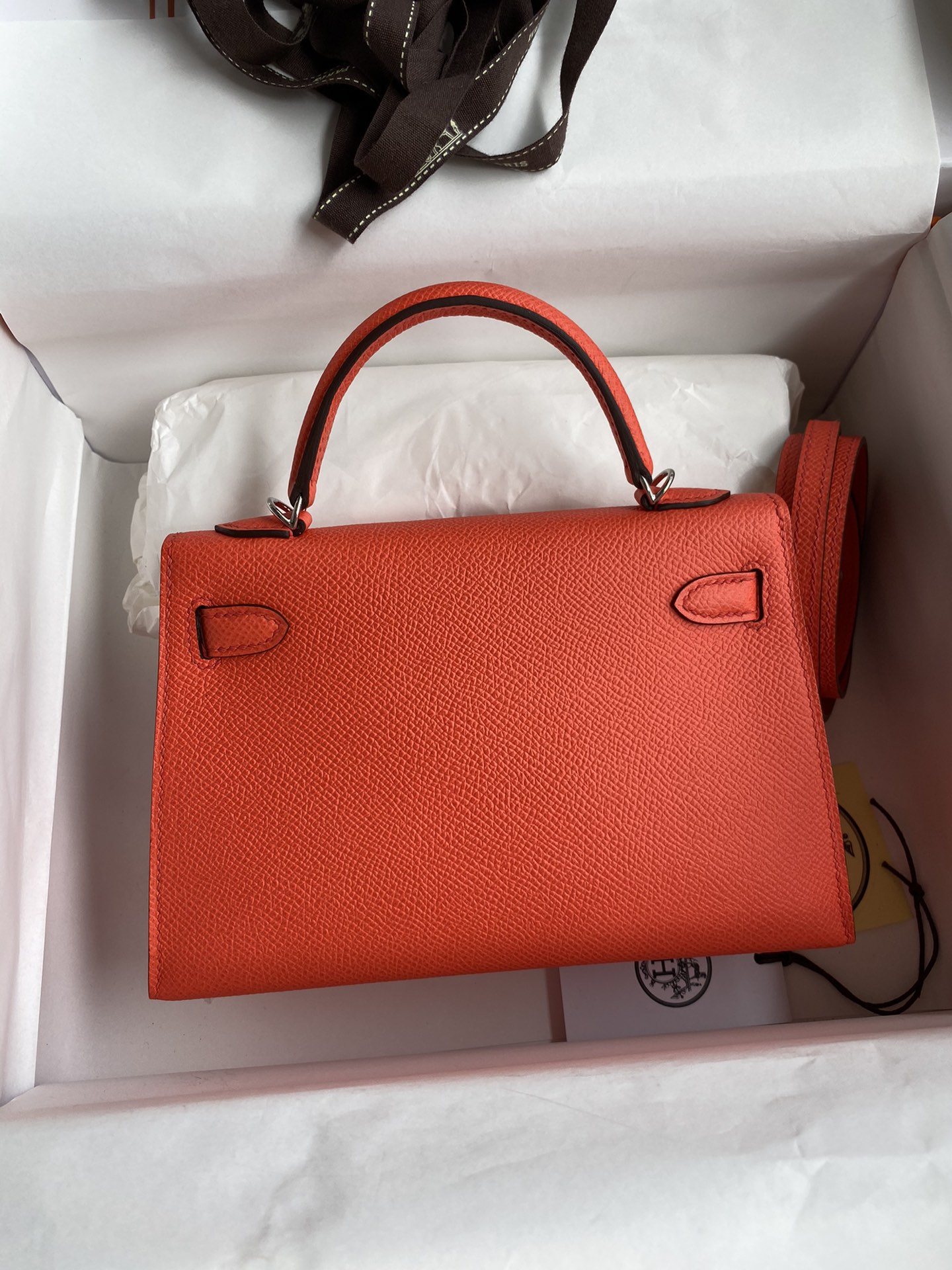 Hermes Kelly Mini II Bag 19CM In Feu Orange Epsom Leather